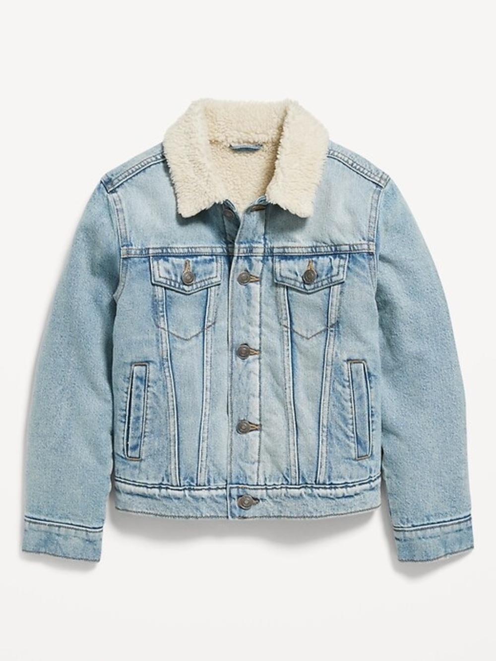 Gender-Neutral Sherpa-Lined Non-Stretch Jean Jacket for Kids Small 6/7